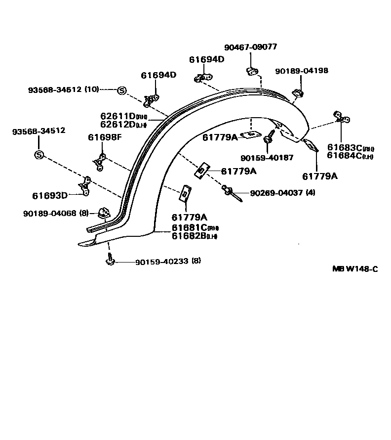 Toyota HILUX 侧梁 EPC diagram — MBW148C
