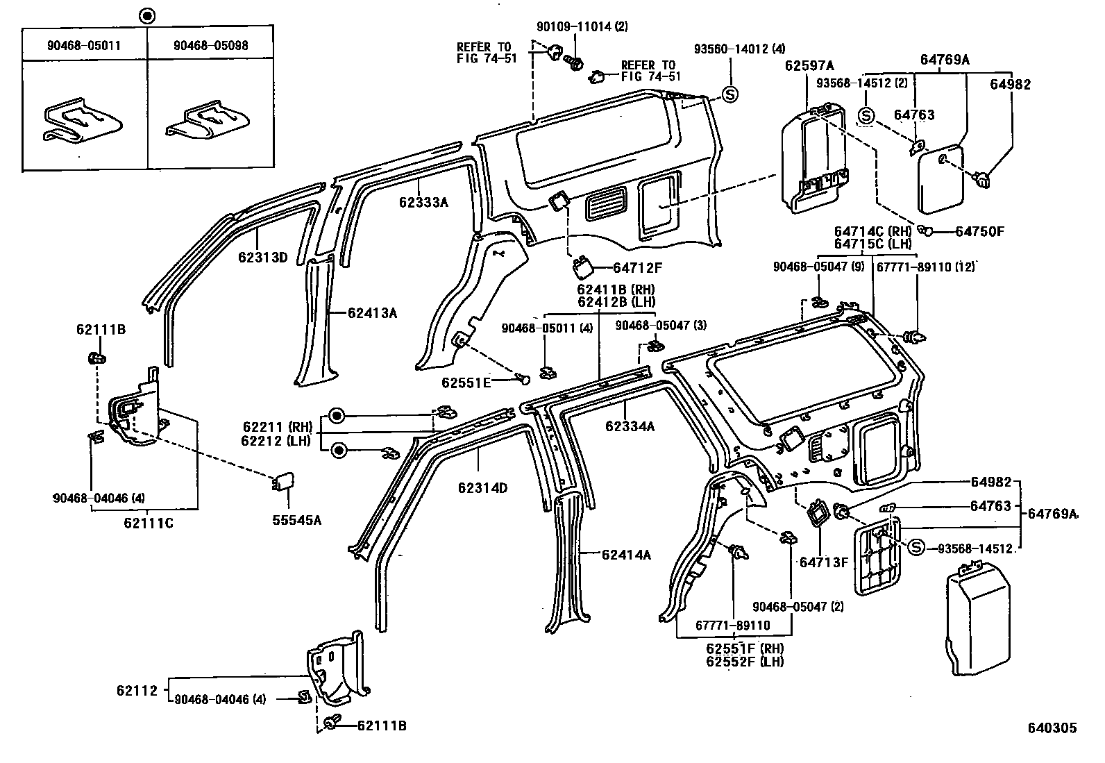 Toyota HILUX 车内装饰板 EPC diagram — 640305