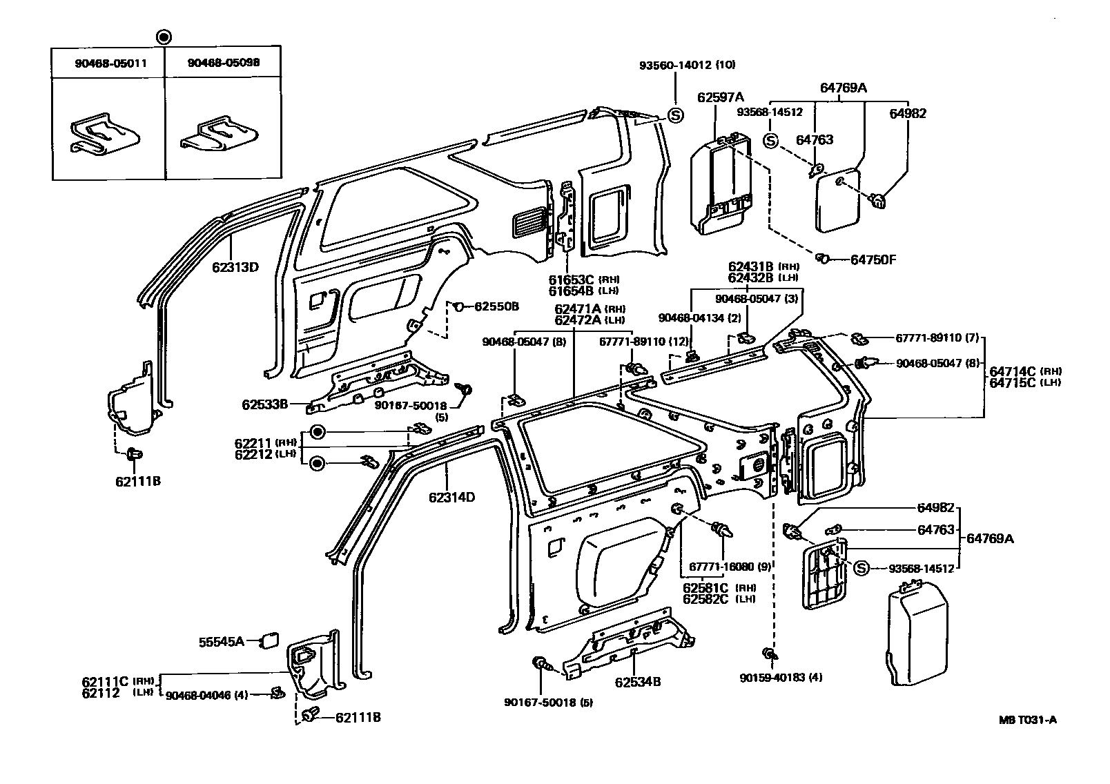 Toyota HILUX 车内装饰板 EPC diagram — MBT031A