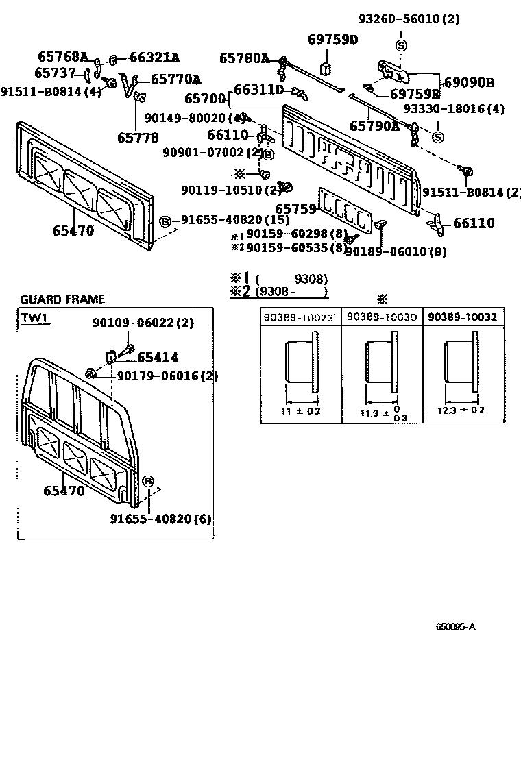 Toyota HILUX 后车身防护架和背门 EPC diagram — 650095A