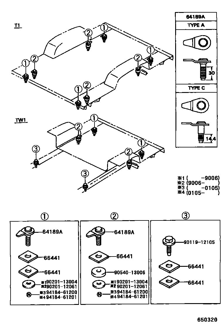 Toyota HILUX 后车身悬置 EPC diagram — 650320
