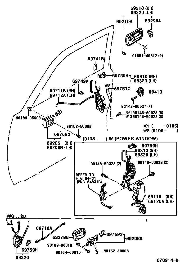 Toyota HILUX 前门锁和车门把手 EPC diagram — 670914B