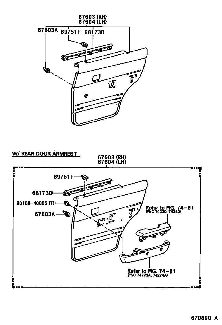 Toyota HILUX 后门板和后门玻璃 EPC diagram — 670890A