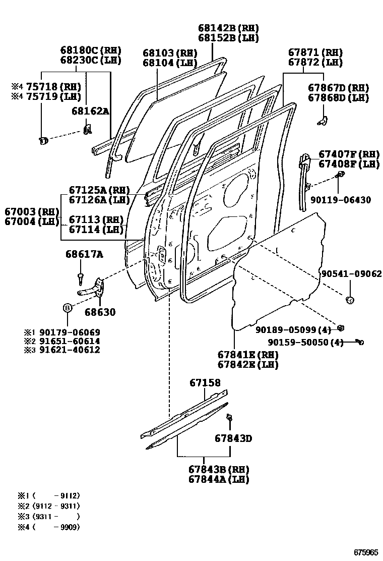 Toyota HILUX 后门板和后门玻璃 EPC diagram — 675965