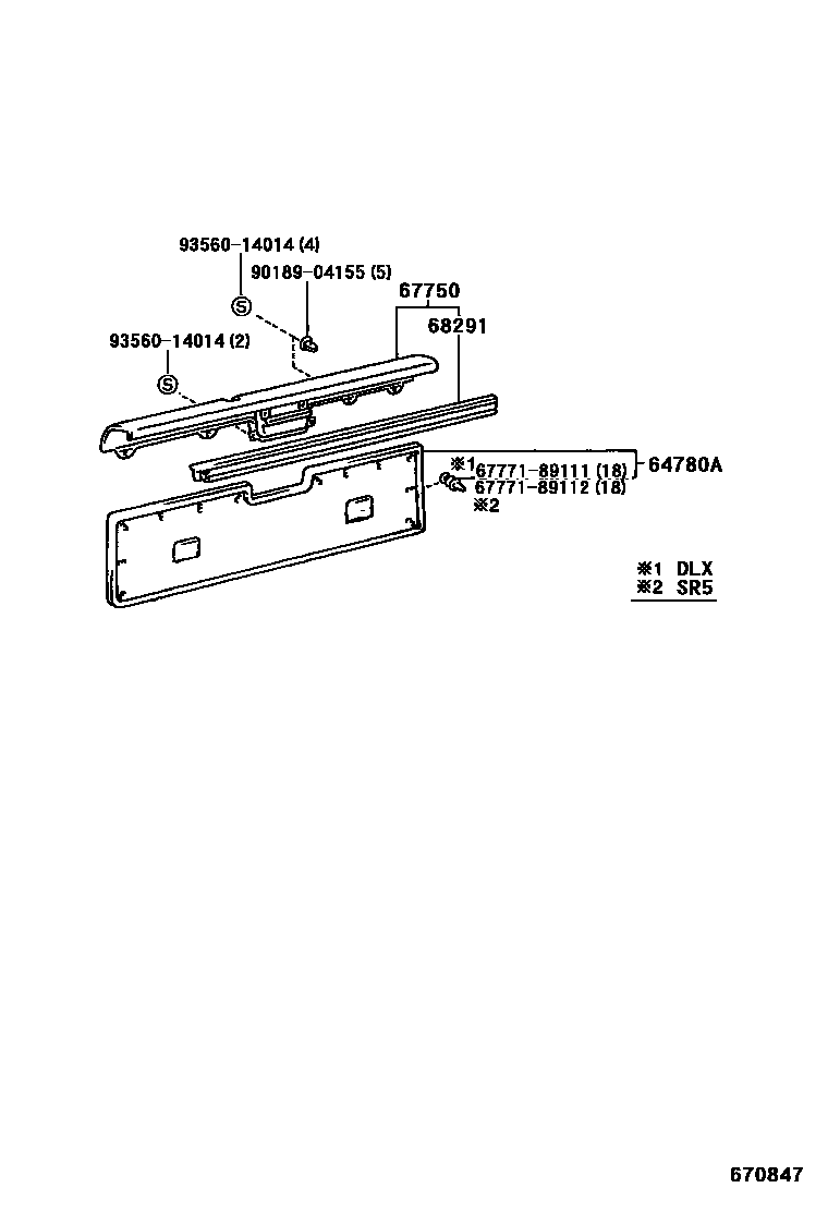 Toyota HILUX 背门板和背门玻璃 EPC diagram — 670847
