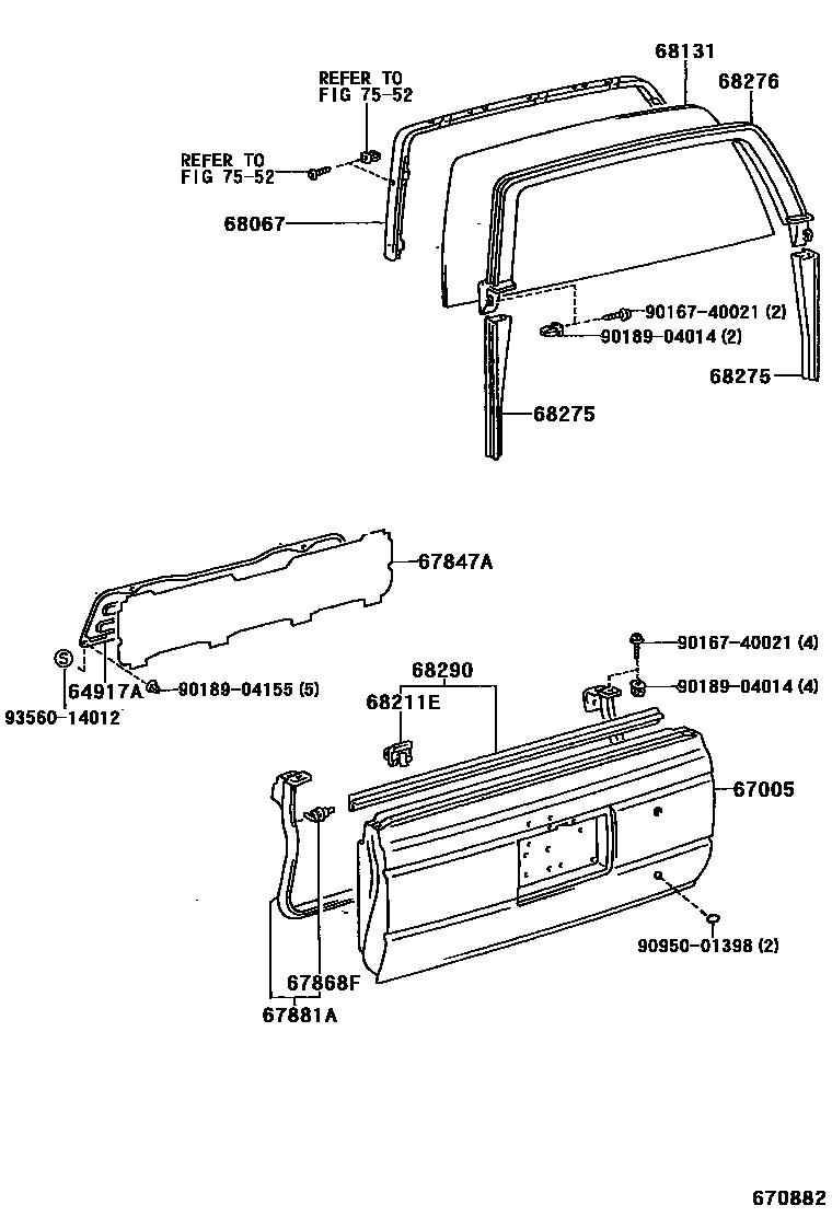 Toyota HILUX 背门板和背门玻璃 EPC diagram — 670882