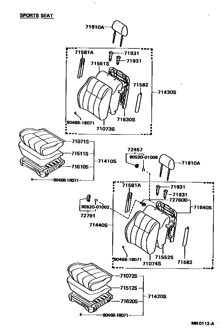Toyota HILUX 座椅和座椅滑轨 EPC diagram — MN0112A