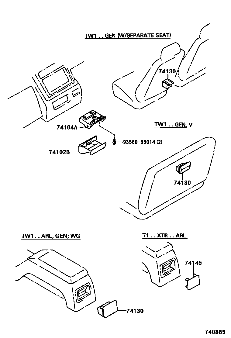 Toyota HILUX 烟灰盒 EPC diagram — 740885