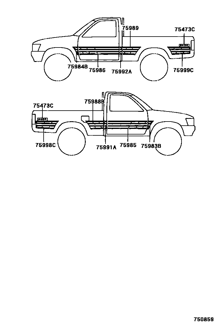 Toyota HILUX 车身镶条 EPC diagram — 750859
