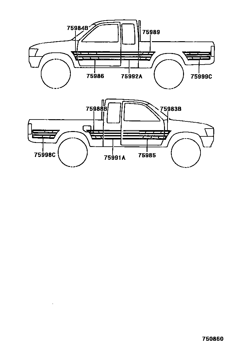 Toyota HILUX 车身镶条 EPC diagram — 750860