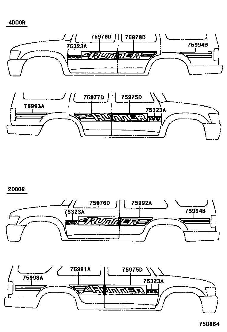 Toyota HILUX 车身镶条 EPC diagram — 750864