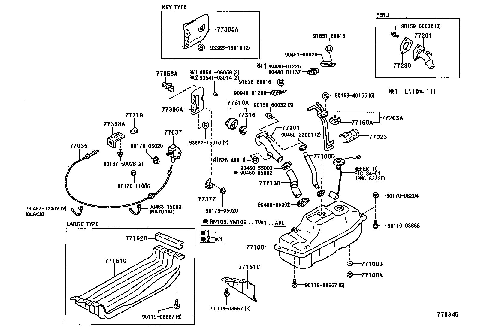Toyota HILUX 燃油箱和燃油管 EPC diagram — 770345