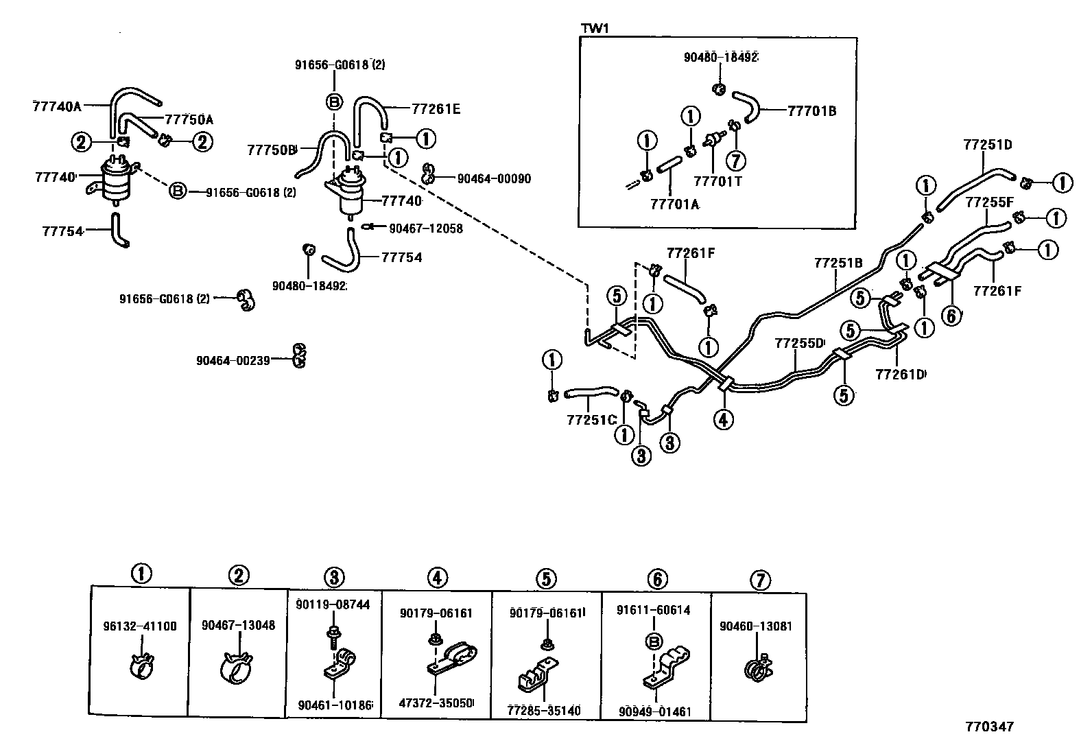 Toyota HILUX 燃油箱和燃油管 EPC diagram — 770347