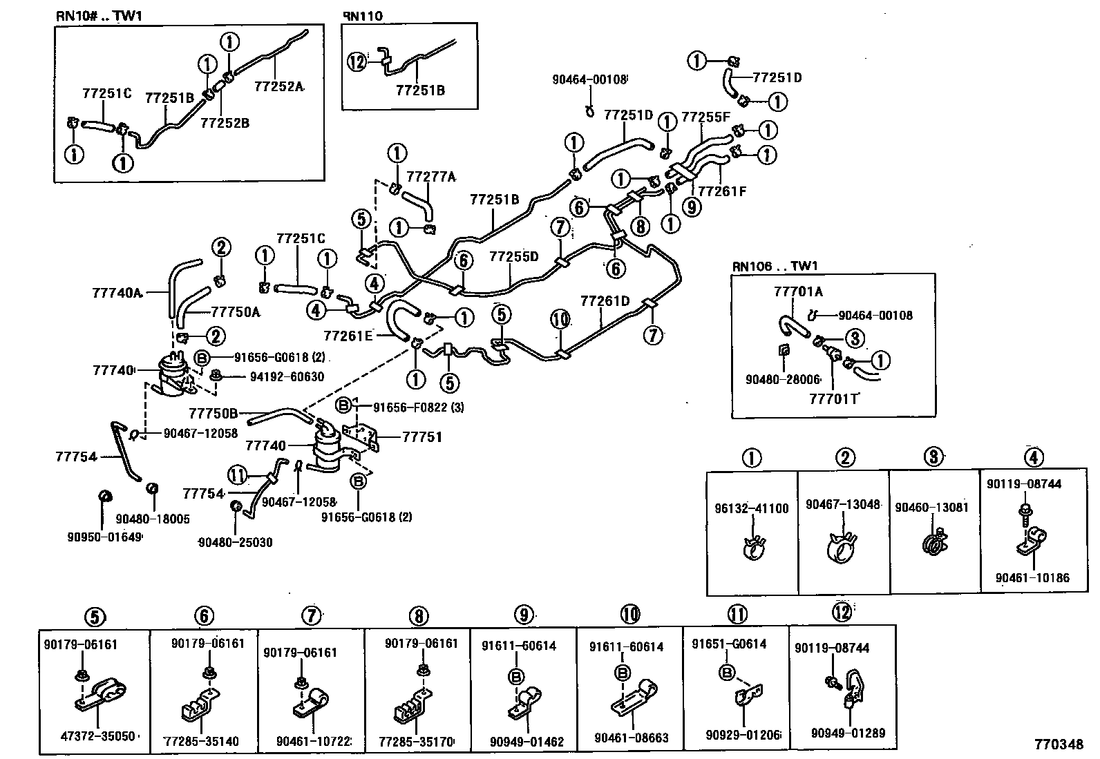 Toyota HILUX 燃油箱和燃油管 EPC diagram — 770348