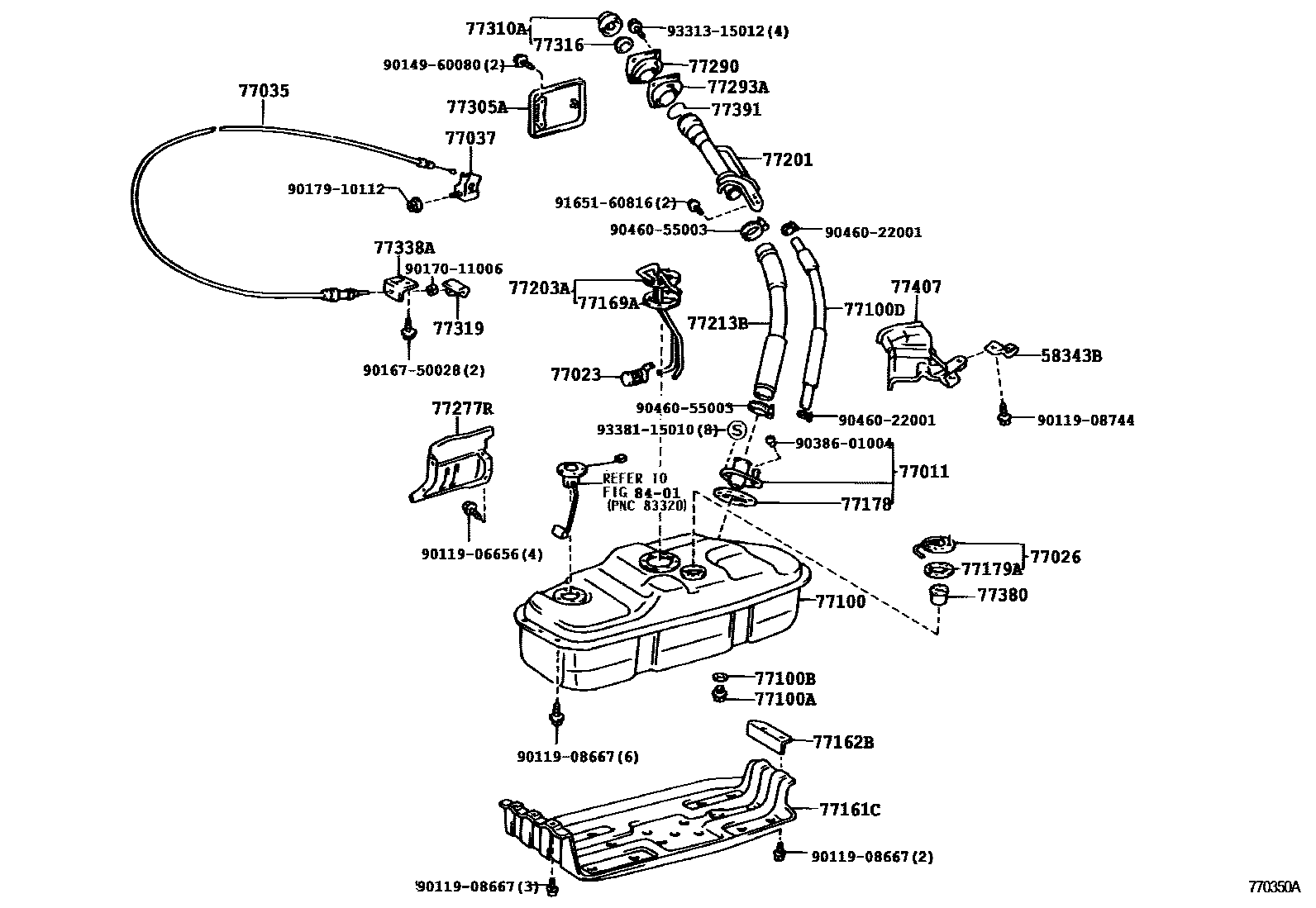 Toyota HILUX 燃油箱和燃油管 EPC diagram — 770350A