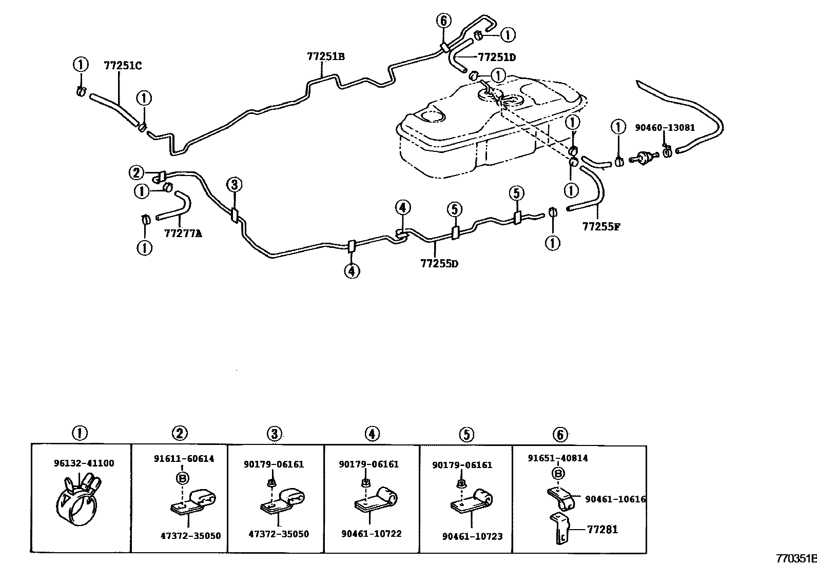 Toyota HILUX 燃油箱和燃油管 EPC diagram — 770351B