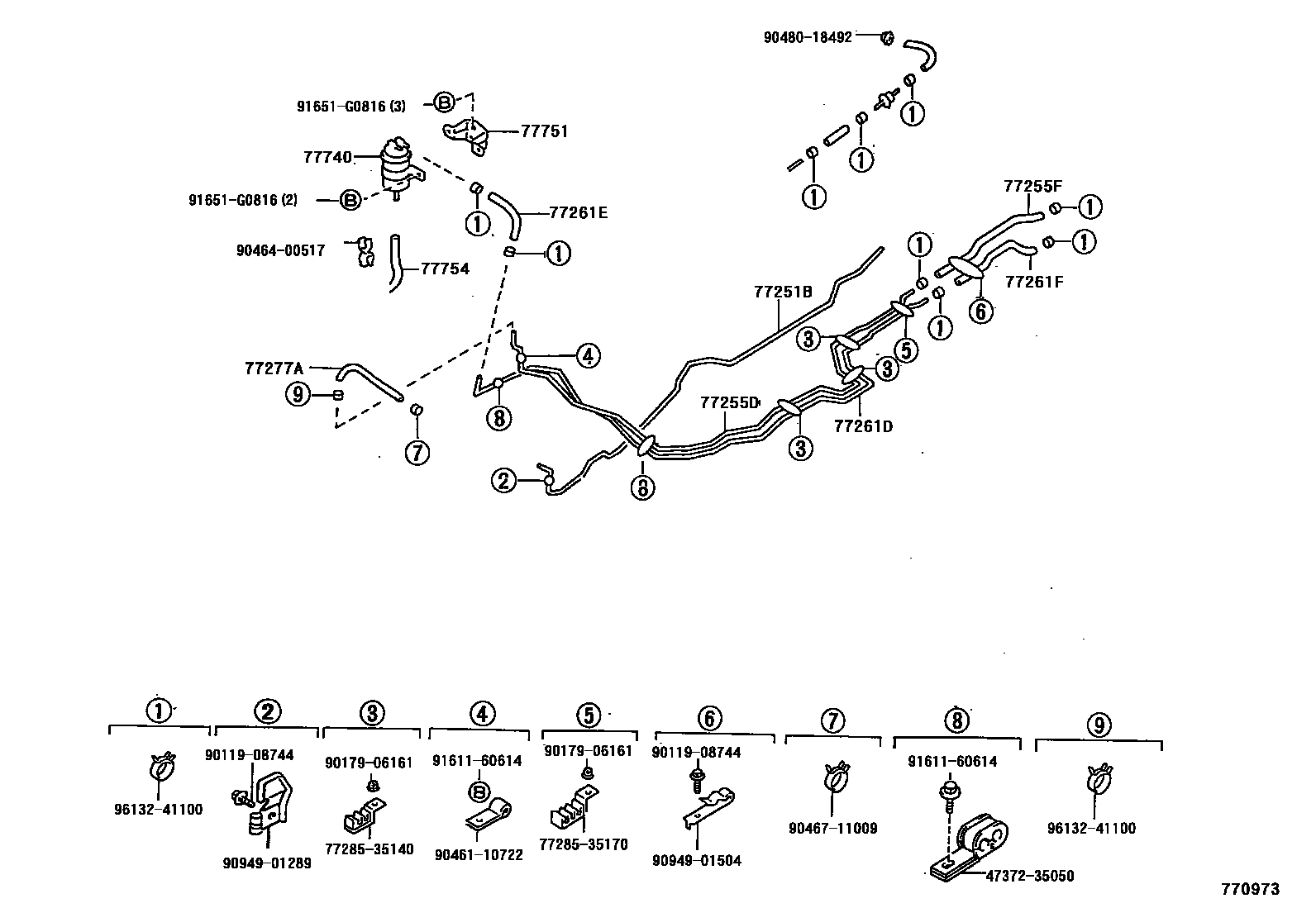 Toyota HILUX 燃油箱和燃油管 EPC diagram — 770973