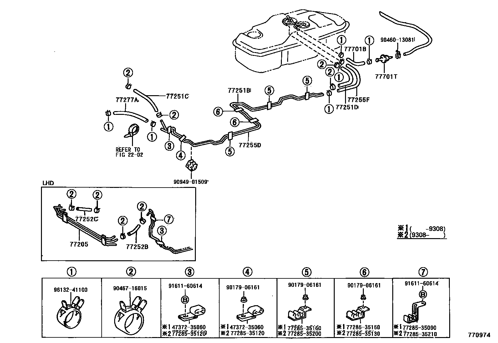 Toyota HILUX 燃油箱和燃油管 EPC diagram — 770974