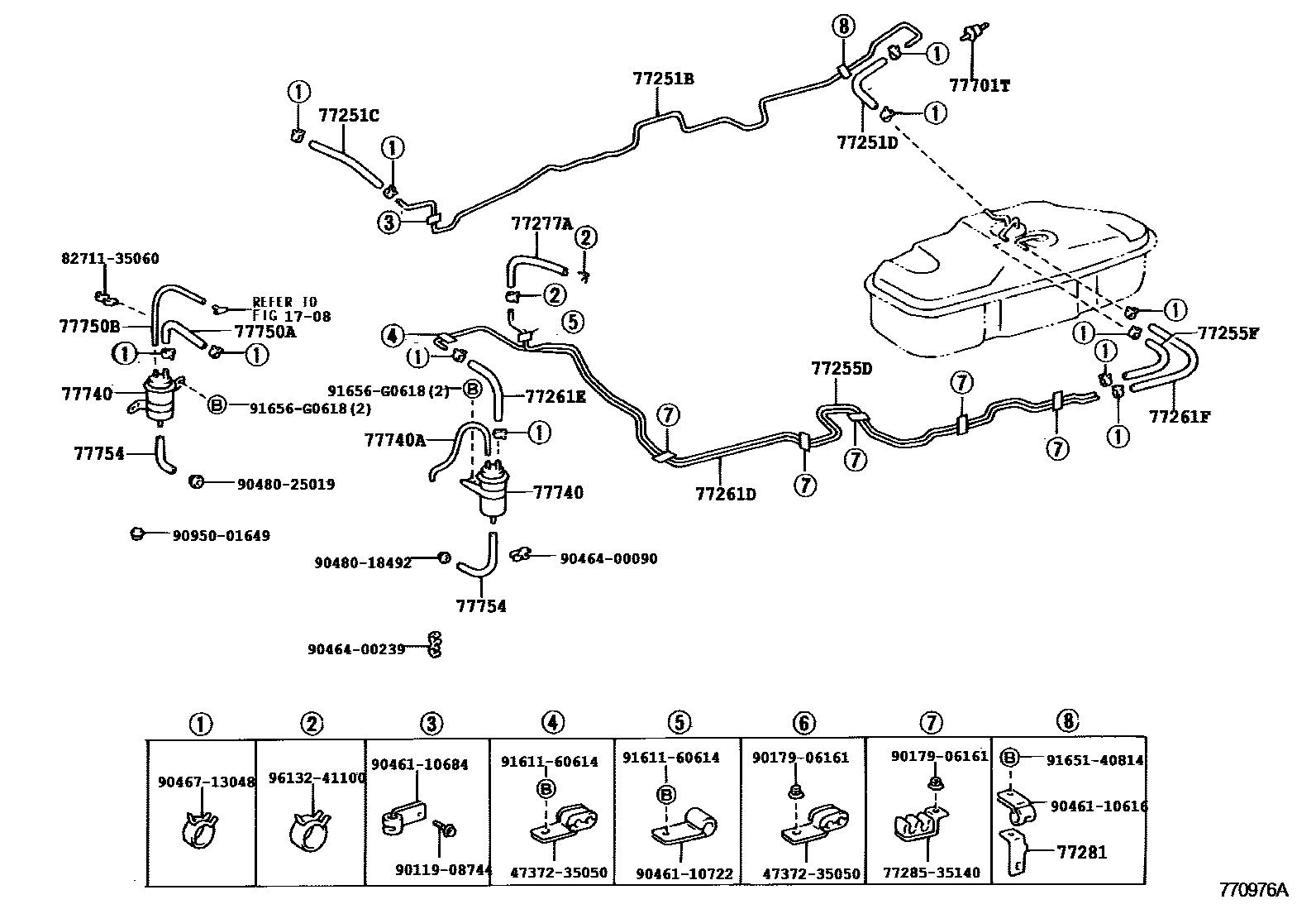 Toyota HILUX 燃油箱和燃油管 EPC diagram — 770976A