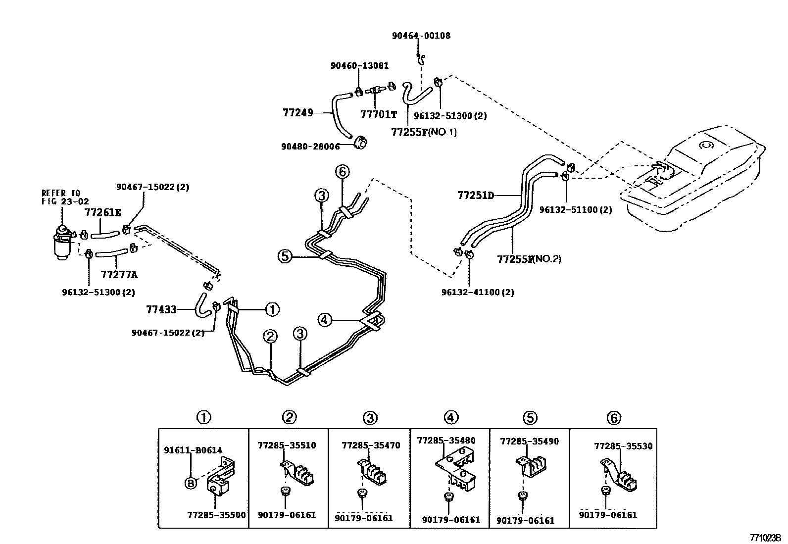 Toyota HILUX 燃油箱和燃油管 EPC diagram — 771023B