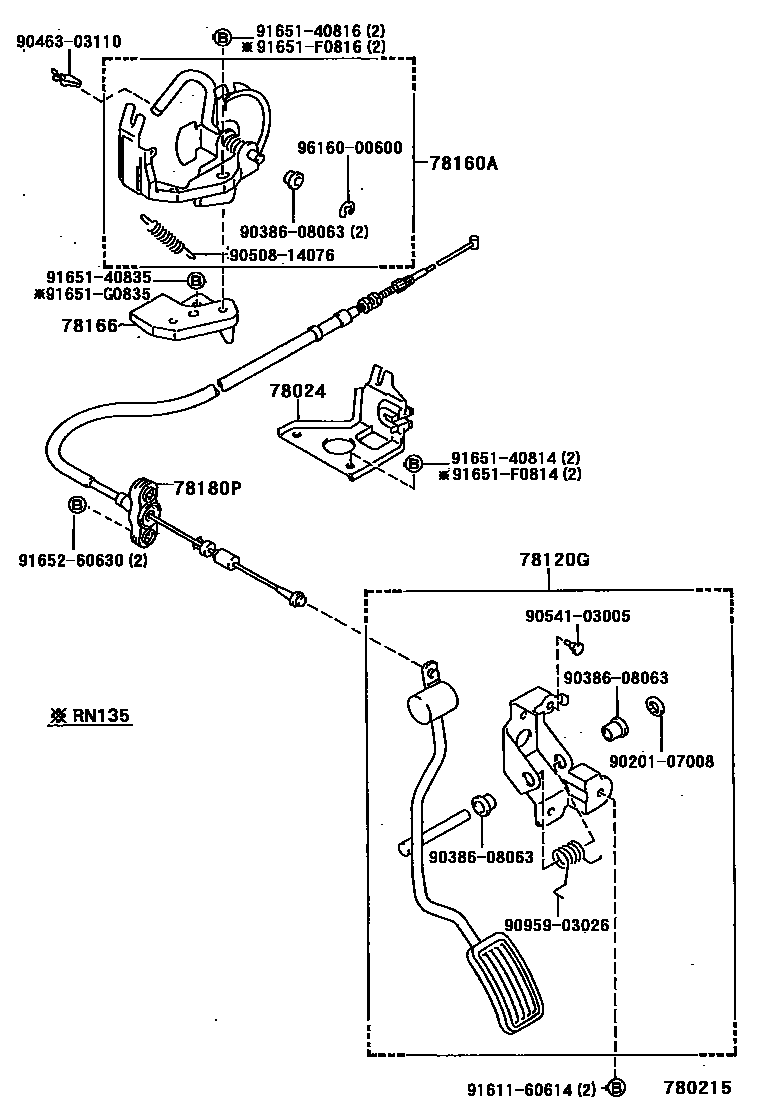 Toyota HILUX accelerator pedal connecting rod EPC diagram — 780215
