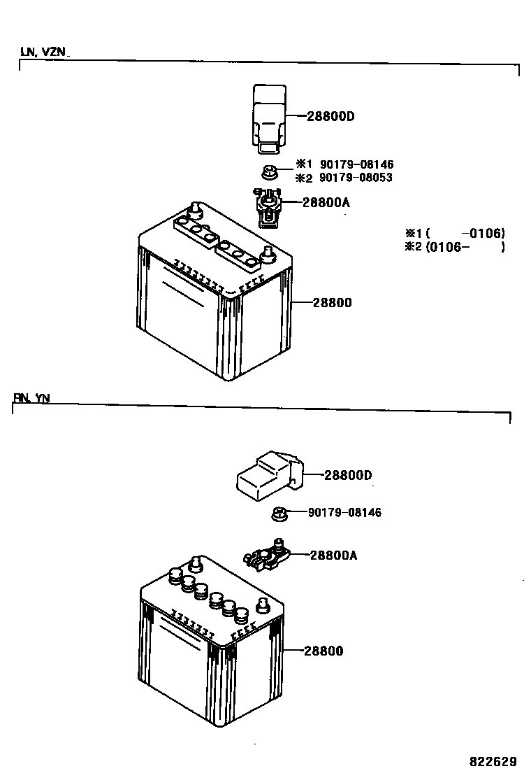 Toyota HILUX 蓄电池和蓄电池电缆 EPC diagram — 822629