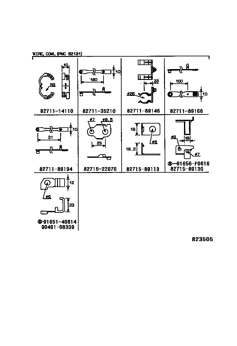 Toyota HILUX 线束和卡夹 EPC diagram — 823505