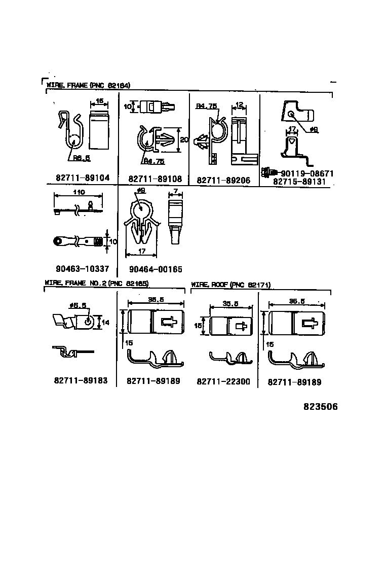 Toyota HILUX 线束和卡夹 EPC diagram — 823506
