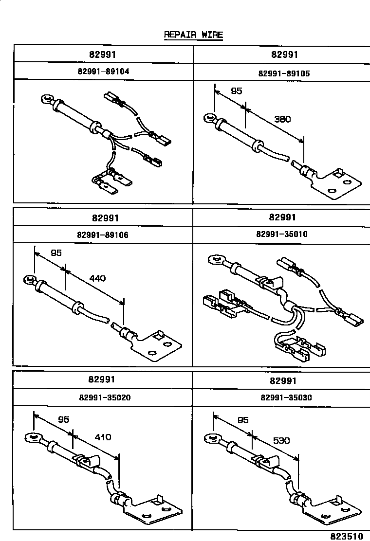 Toyota HILUX 线束和卡夹 EPC diagram — 823510
