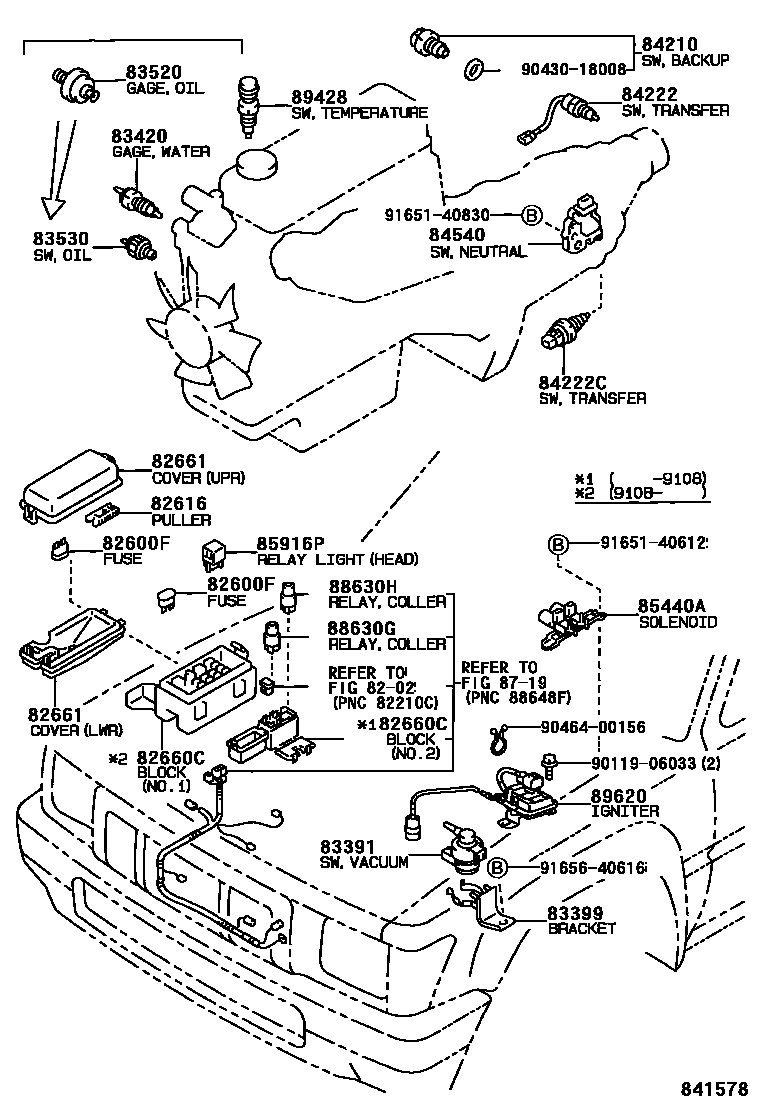 Toyota HILUX 开关和继电器和ECU EPC diagram — 841578
