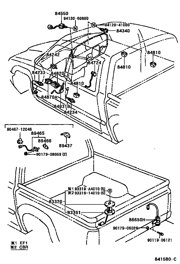 Toyota HILUX 开关和继电器和ECU EPC diagram — 841580C