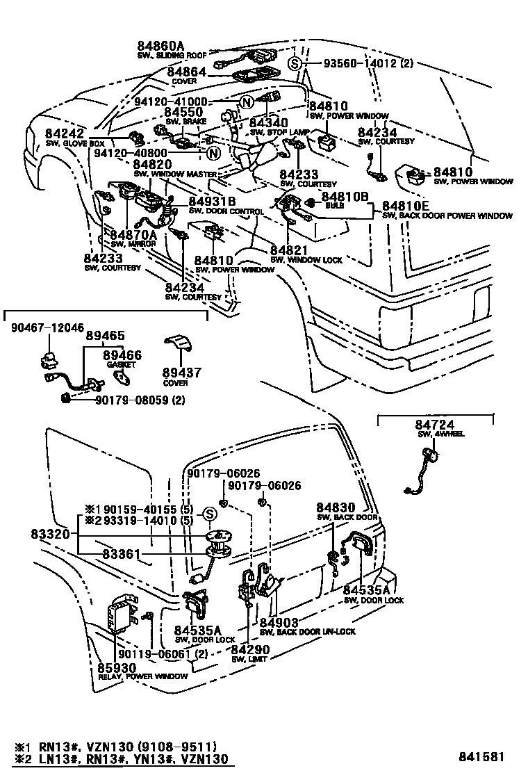 Toyota HILUX 开关和继电器和ECU EPC diagram — 841581