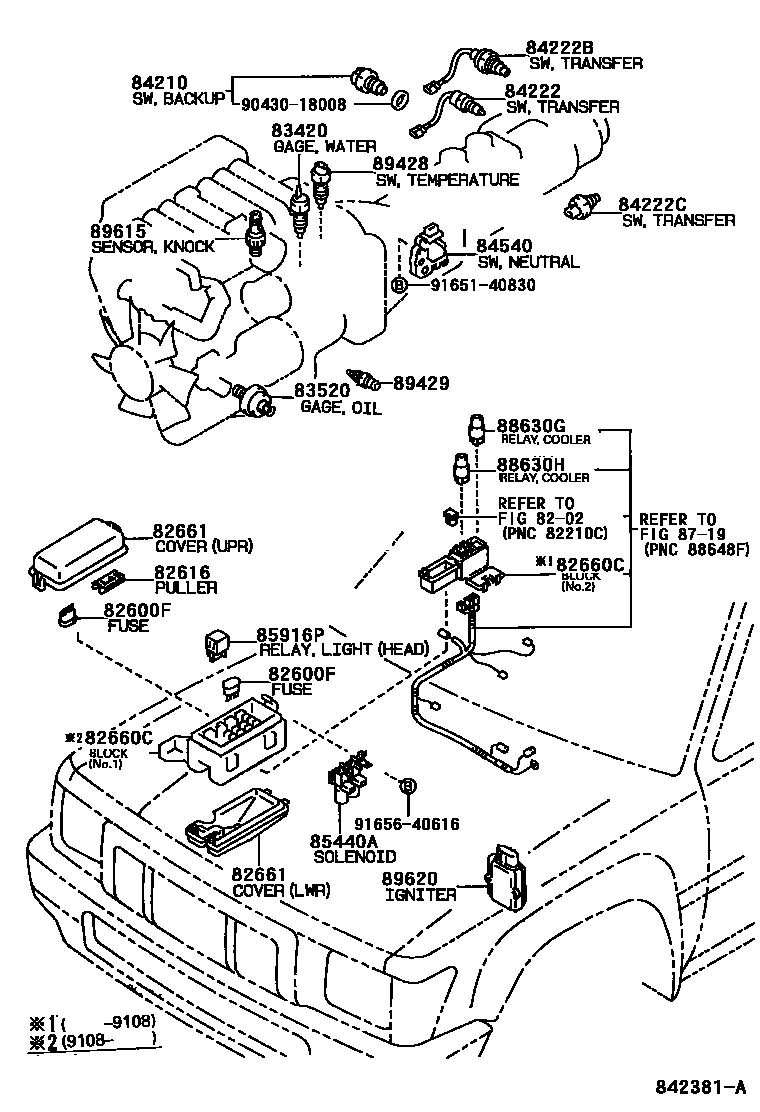 Toyota HILUX 开关和继电器和ECU EPC diagram — 842381A