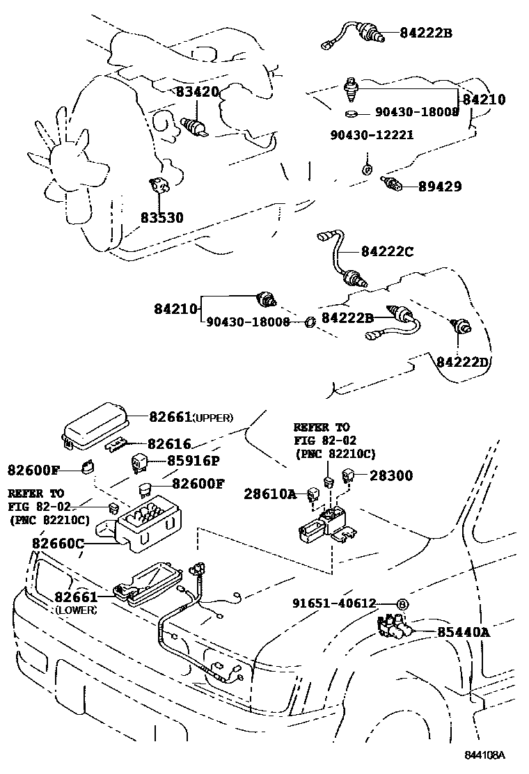 Toyota HILUX 开关和继电器和ECU EPC diagram — 844108A