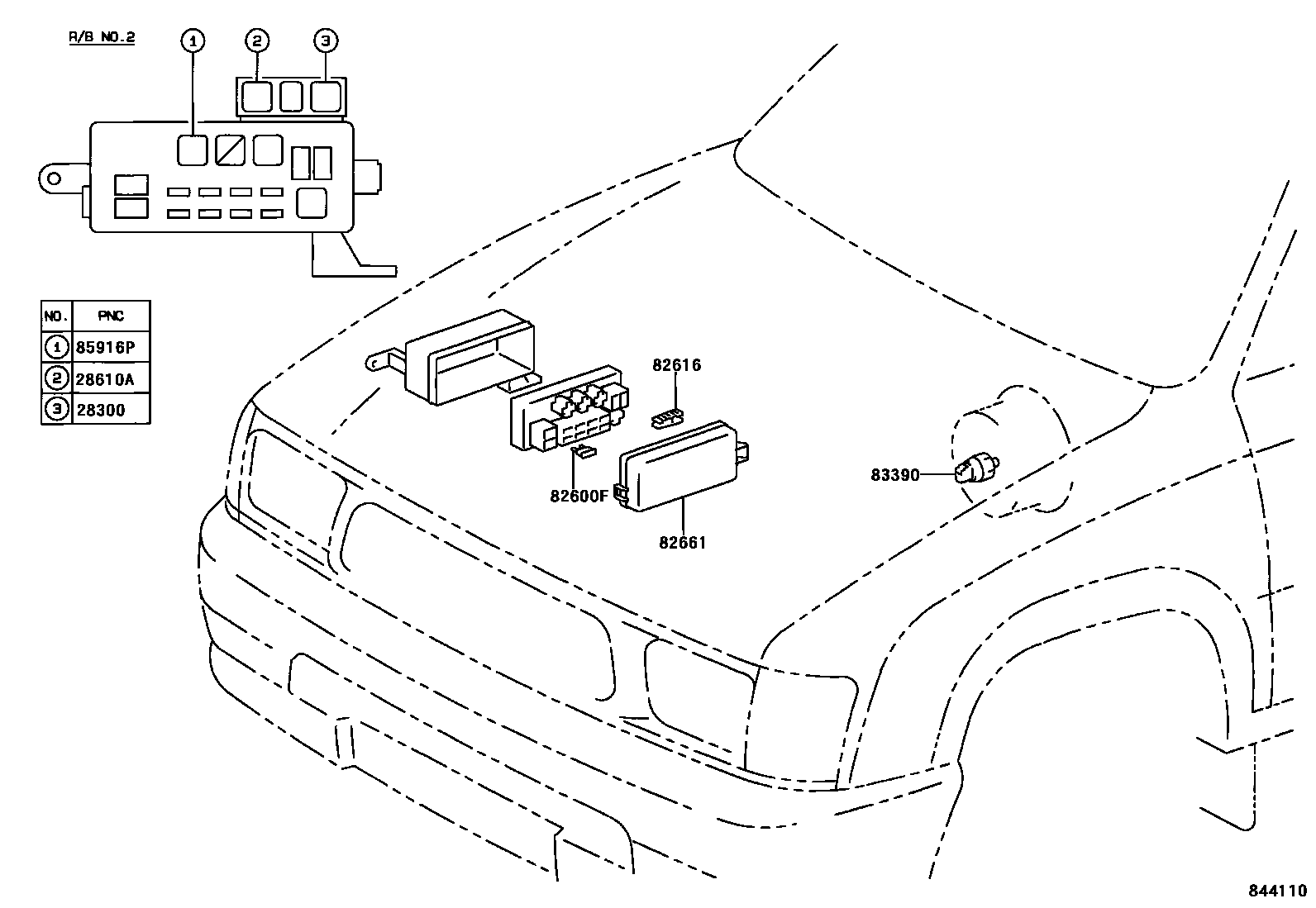 Toyota HILUX 开关和继电器和ECU EPC diagram — 844110