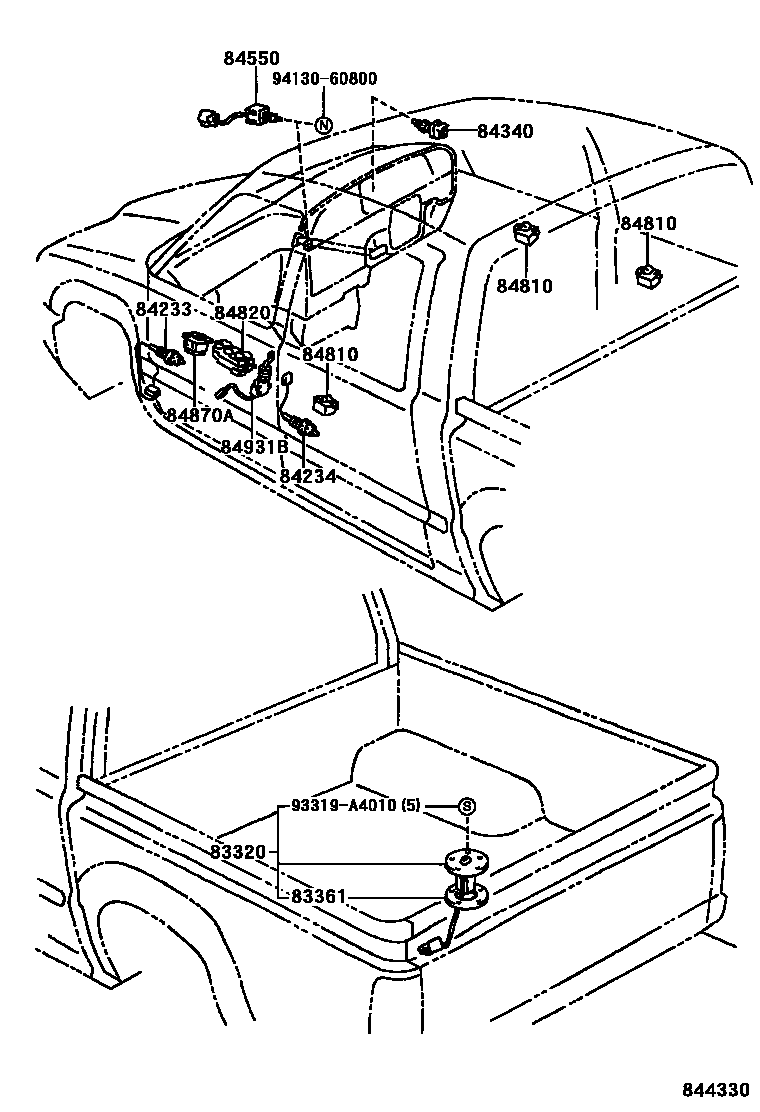 Toyota HILUX 开关和继电器和ECU EPC diagram — 844330