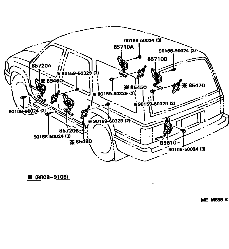 Toyota HILUX 车门电机和车门电磁阀 EPC diagram — MEM655B