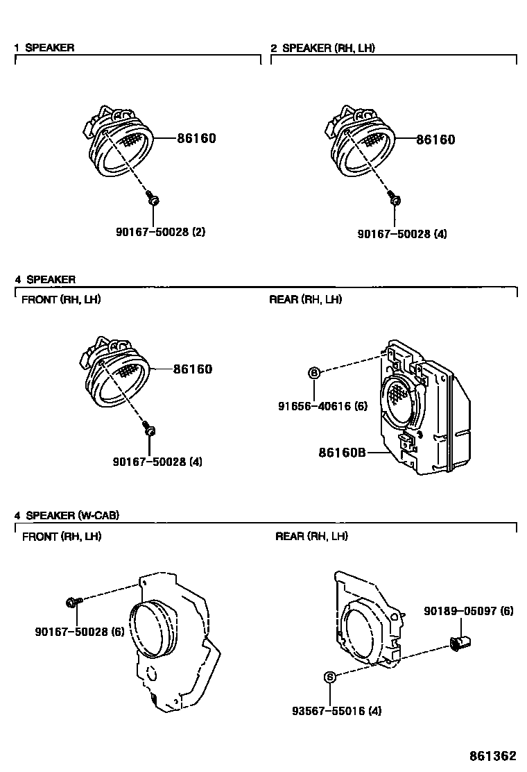 Toyota HILUX 扬声器 EPC diagram — 861362