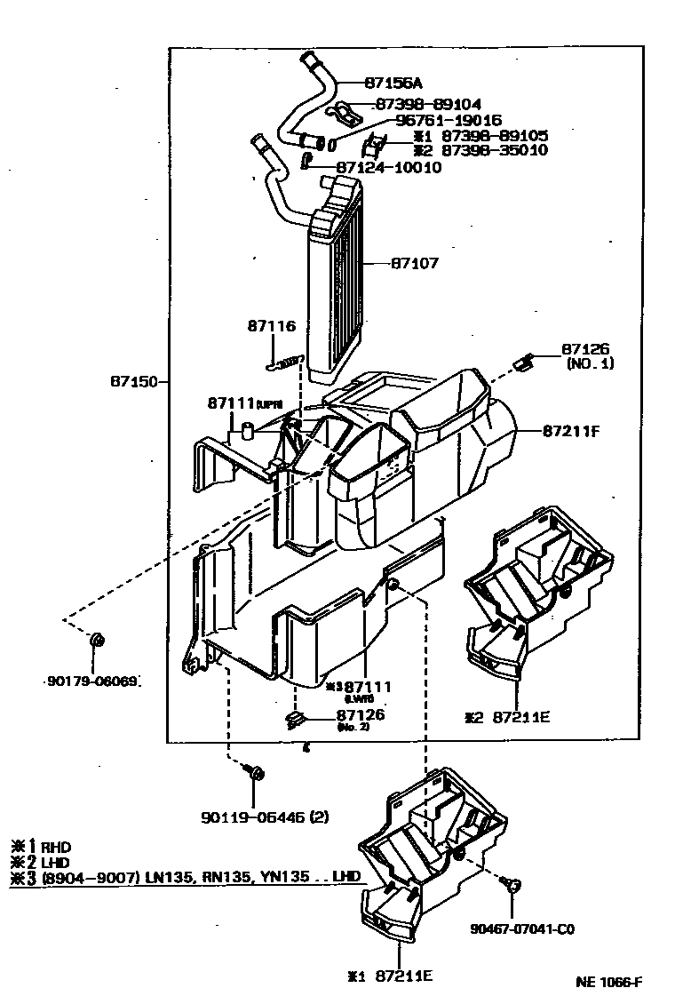 Toyota HILUX 暖风和空调系统 - 加热装置和鼓风机 EPC diagram — NE1066F