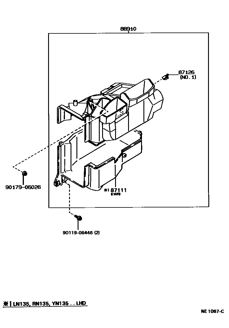 Toyota HILUX 暖风和空调系统 - 加热装置和鼓风机 EPC diagram — NE1067C