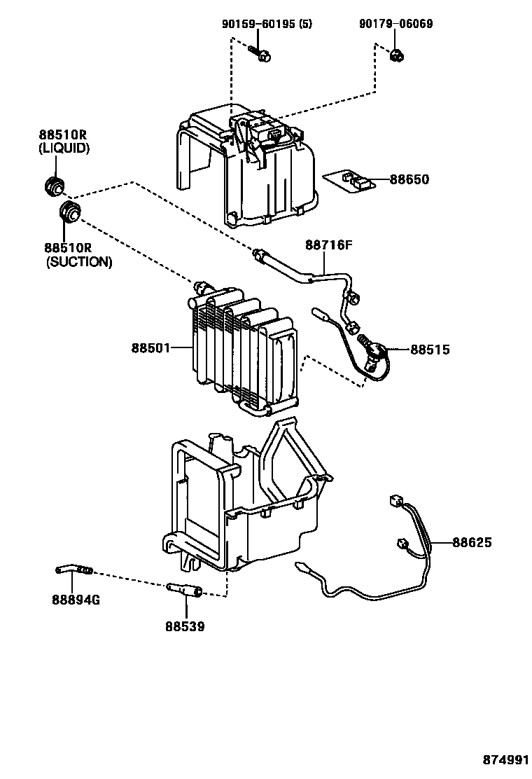 Toyota HILUX 暖风和空调系统 - 冷却器组件 EPC diagram — 874991