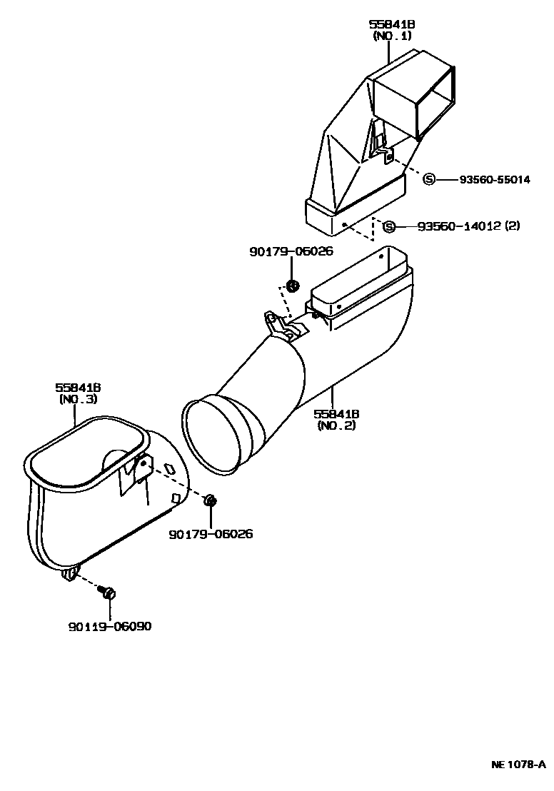 Toyota HILUX 暖风和空调系统 - 控制器和风管 EPC diagram — NE1078A