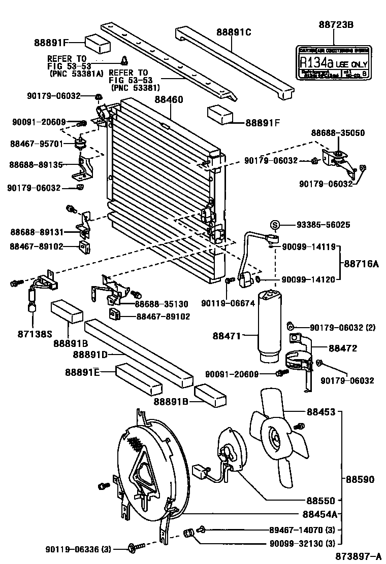 Toyota HILUX Heating & Air Conditioning - Cooler Piping EPC diagram — 873897A