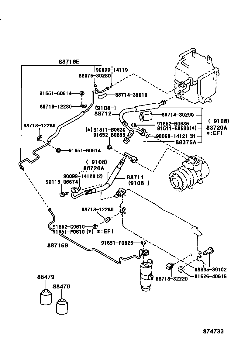 Toyota HILUX Heating & Air Conditioning - Cooler Piping EPC diagram — 874733
