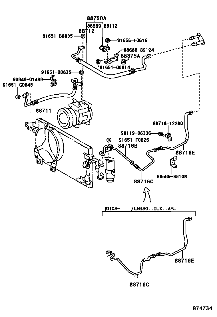 Toyota HILUX Heating & Air Conditioning - Cooler Piping EPC diagram — 874734