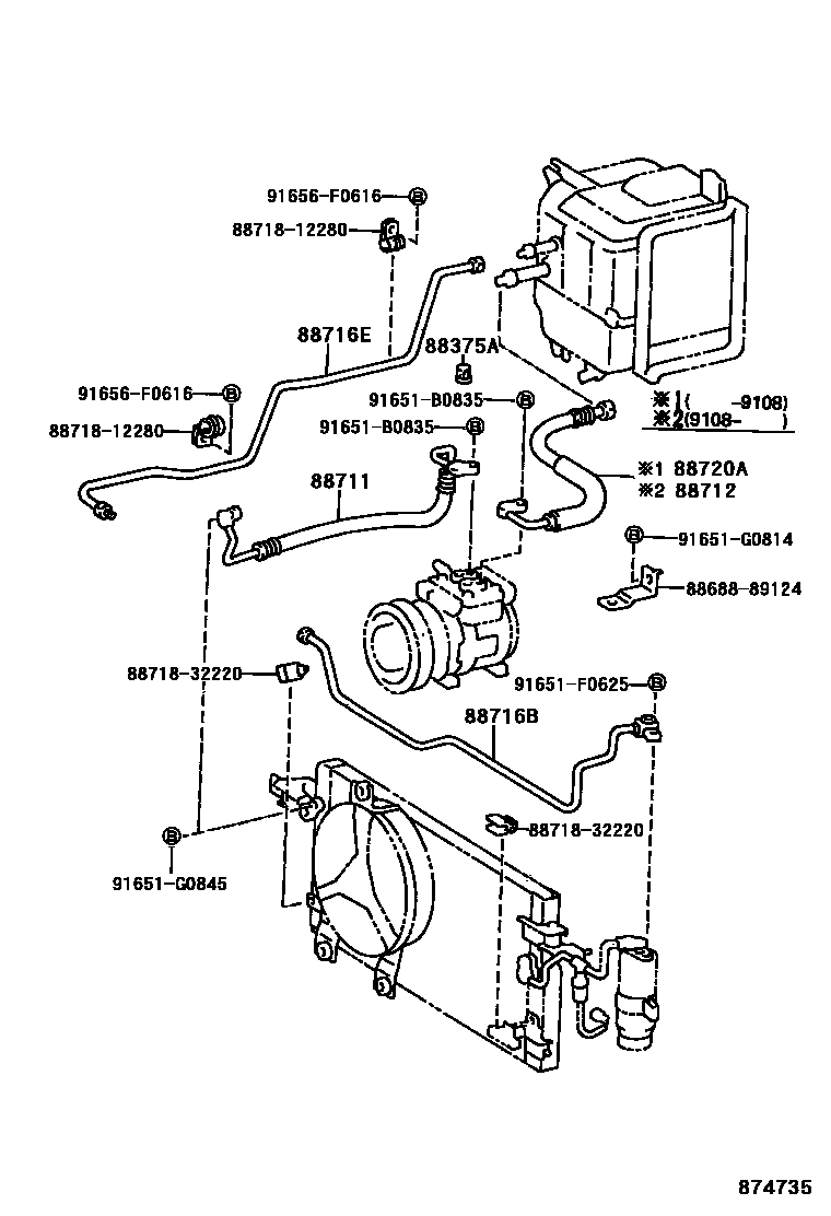 Toyota HILUX Heating & Air Conditioning - Cooler Piping EPC diagram — 874735
