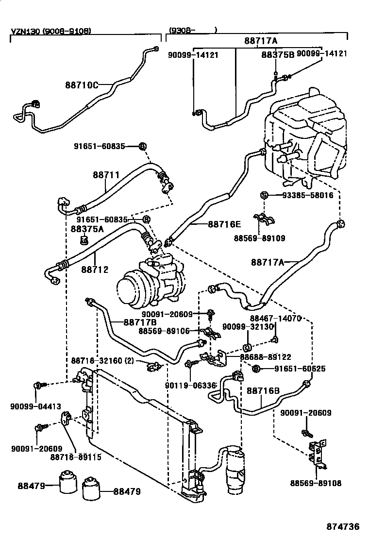 Toyota HILUX Heating & Air Conditioning - Cooler Piping EPC diagram — 874736