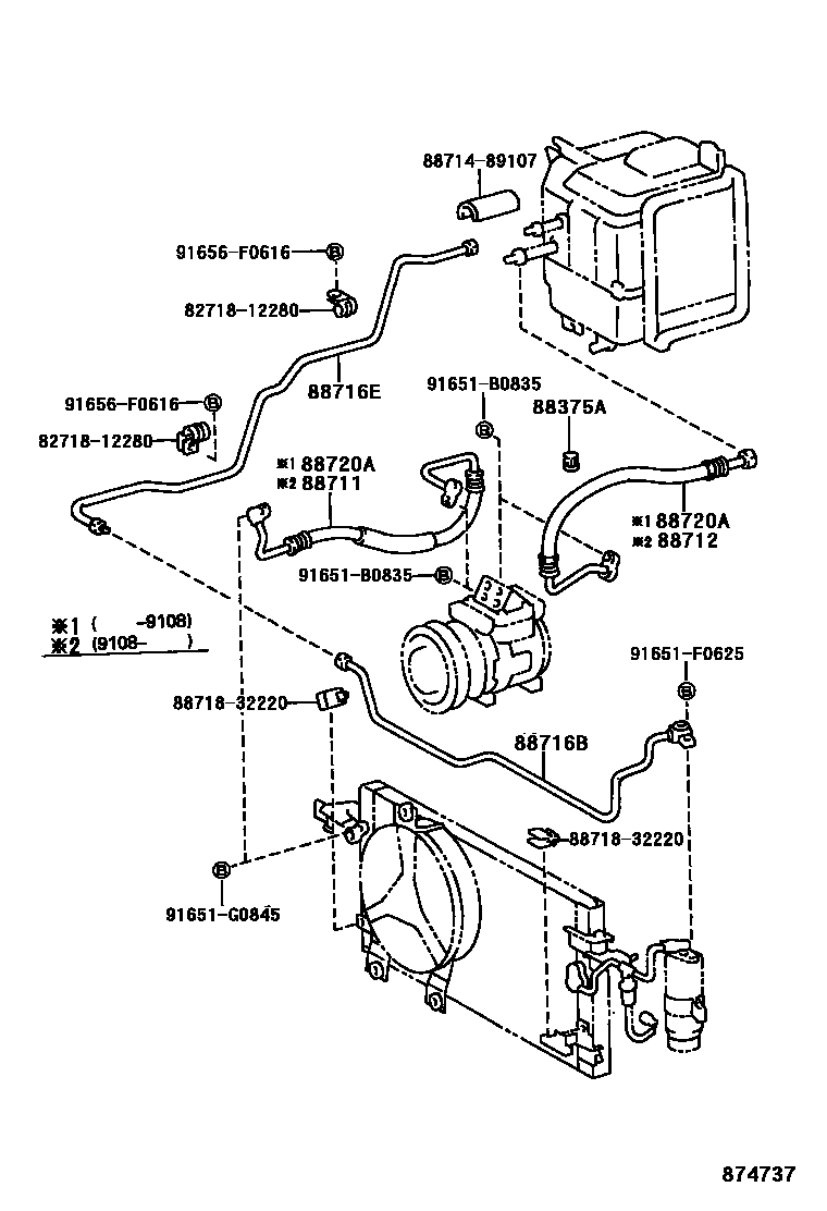 Toyota HILUX Heating & Air Conditioning - Cooler Piping EPC diagram — 874737
