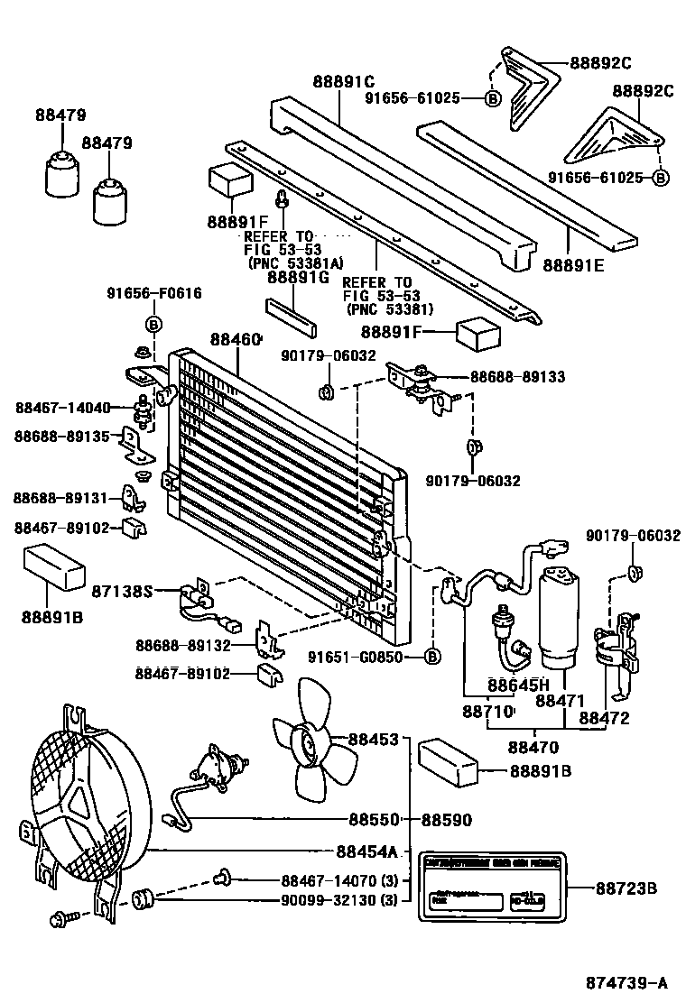 Toyota HILUX Heating & Air Conditioning - Cooler Piping EPC diagram — 874739A