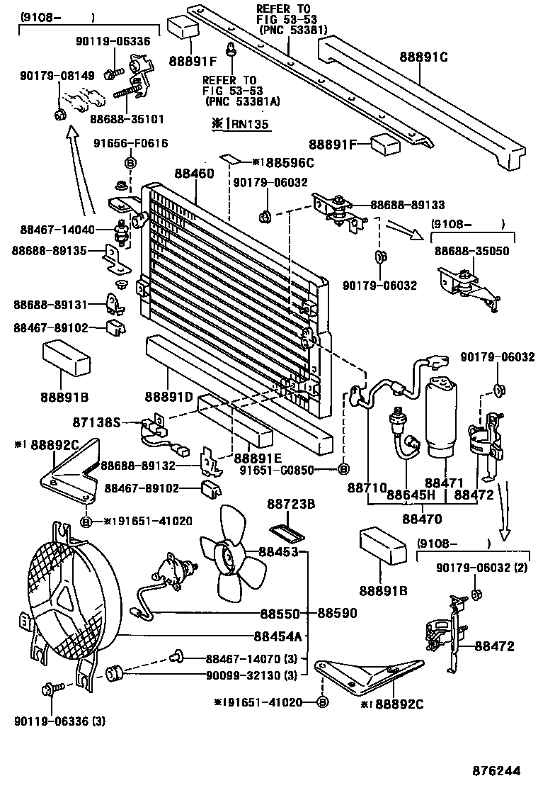 Toyota HILUX Heating & Air Conditioning - Cooler Piping EPC diagram — 876244